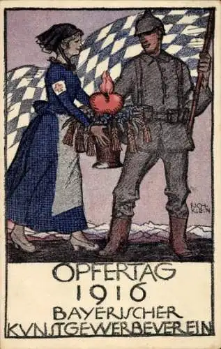 Künstler Ak Klein, R., Opfertag 1916, Bayerischer Kunstgewerbeverein