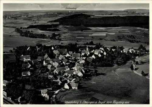 Ak Ellwangen an der Jagst Württemberg, Luftaufnahme von Schwabsberg, Blick aus dem Flugzeug