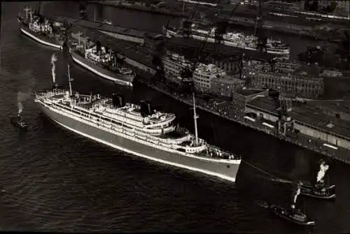 Foto Schiff, Dampfer, Hafen, Fliegeraufnahme