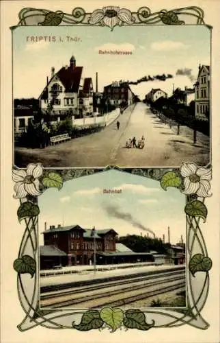 Jugendstil Ak Triptis in Thüringen, Bahnhof Gleisseite, Bahnhofstraße