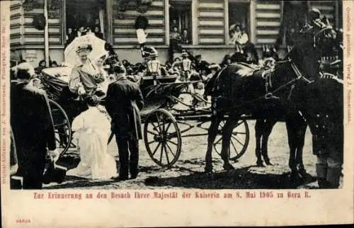 Ak Gera in Thüringen, Besuch Ihrer Majestät der Kaiserin am 8. Mai 1905, Kutsche