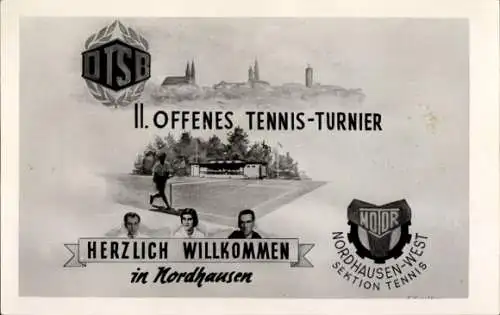 Foto Ak Nordhausen, II. Offenes Tennis-Turnier, DTSB, Motor Nordhausen West, Sektion Tennis