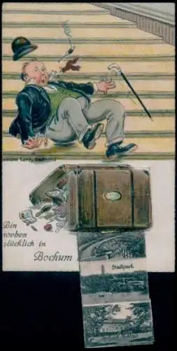 Leporello Ak Bochum im Ruhrgebiet, Stadtpark, Parkhaus, glücklich angekommen