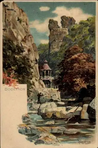 Künstler Litho Thale im Harz, Bodetal, Bodetor