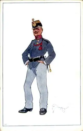 Künstler Ak Schönpflug, Fritz, Kuk Bataillonsinspektor, Standportrait, BKWI 823-5