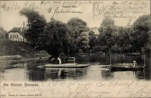 Ak Berlin Zehlendorf Wannsee, Am kleinen Wannsee, Anglers Ruh, Tretboot