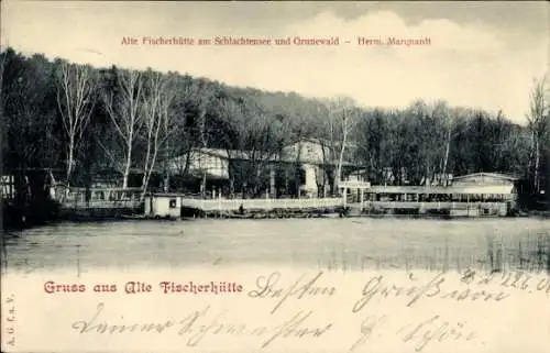 Ak Berlin Zehlendorf, Alte Fischerhütte am Schlachtensee und Grunewald, Inh. Herm. Marquardt