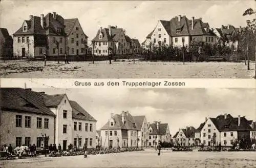 Ak Zossen in Brandenburg, Truppenlager, Gebäude, Straßenansichten