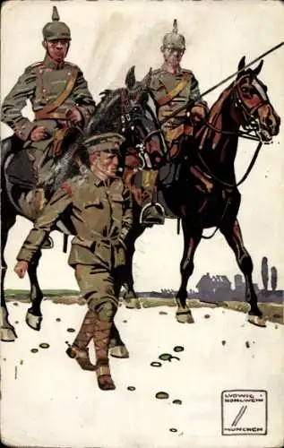 Künstler Ak Hohlwein, Ludwig, Deutsche Soldaten, Kavallerie