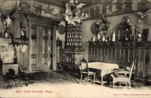 Ak Karlsruhe in Baden, Badisches Leib-Grenadier-Regiment, Innenraum