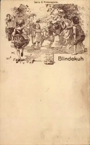 Litho Serie 8 Kinderspiele Blindekuh