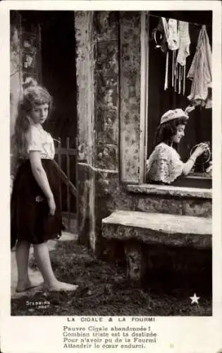 Ak Die Zickade und die Ameise, Mädchen in Fabel