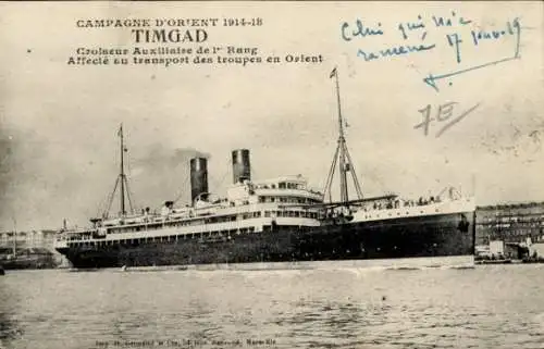 Ak französischer Hilfskreuzer 1. Klasse Timgad