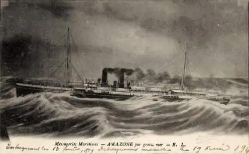 Ak Dampfer Amazone, Messageries Maritimes