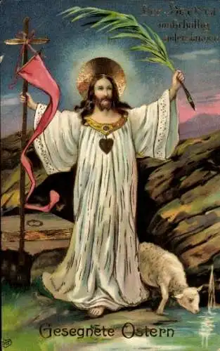Ak Glückwunsch Ostern, Jesus, Lamm