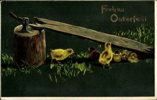 Präge Ak Frohes Osterfest, Küken
