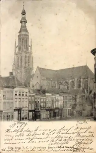 Ak Breda Nordbrabant Niederlande, Breda. Markt.