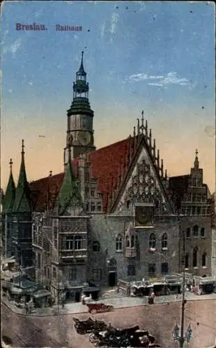 Ak Wrocław Breslau Schlesien, Rathaus
