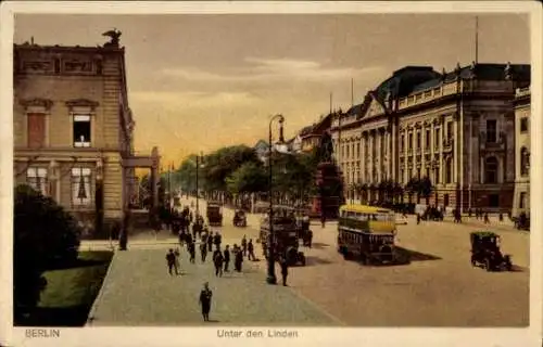 Ak Berlin Mitte, Unter den Linden, Bus, Auto
