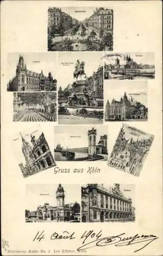 Ak Köln am Rhein, Verschiedene Ansichten von  Monumente,  Gebäude