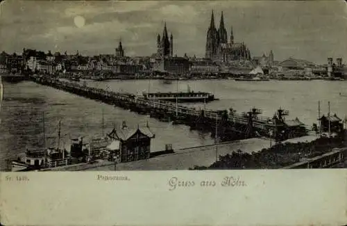 Ak Köln am Rhein, Panoramablick auf   Gebäude, Flusslandschaft