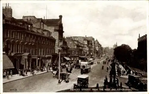Ak Edinburgh Schottland, Princes Street, Straßenansicht,  
