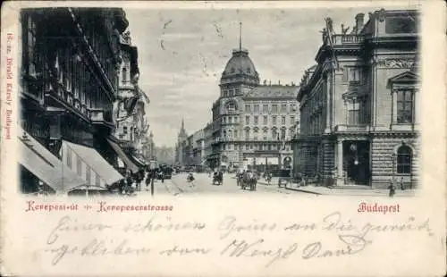 Ak Budapest Ungarn, Kerepesi út, Kerepeserstraße,  Aufnahme, Straßenansicht, Architektur