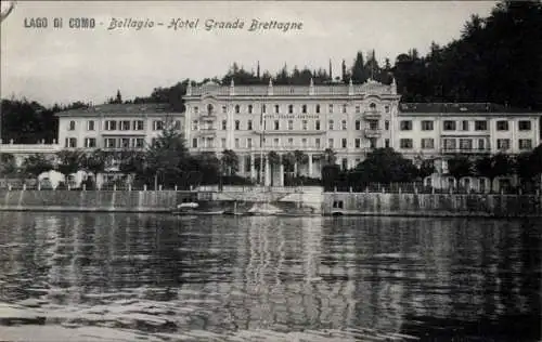 Ak Bellagio Lago di Como Lombardia, Hotel Grande Brettagne, Lago di Como, Wasseransicht, Bergkuli