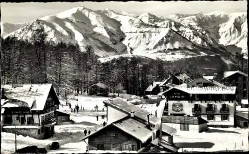 Ak Valberg Péone Alpes Maritimes, Schneebedeckte Berge, Hotel Les Mélèzes, Ski-Urlaub Atmosphäre