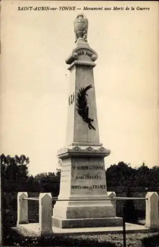 Ak Saint Aubin sur Yonne, Monument aux Morts de la Guerre