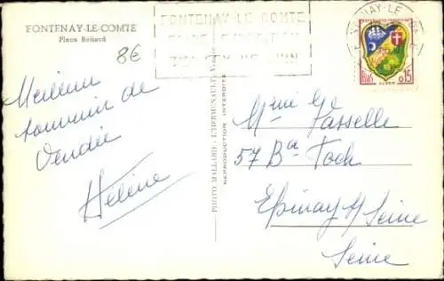 Ak Fontenay le Comte Vendée, Place Beliard