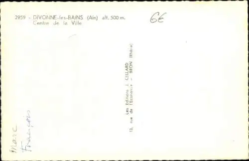 Ak Divonne les Bains Ain, Zentrum, Geschäfte, Autos