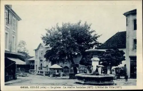 Ak Culoz Ain, Platz, Vieille fontaine, Rathaus