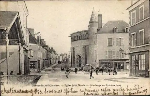 Ak Neuvy Saint Sépulcre Indre, Kirche (cote Nord), Pelerinage au Precieux Sang
