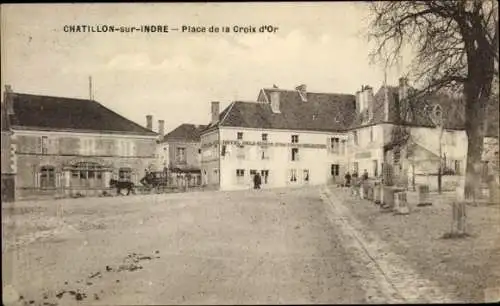 Ak Chatillon sur Indre, Place de la Croix d'Or