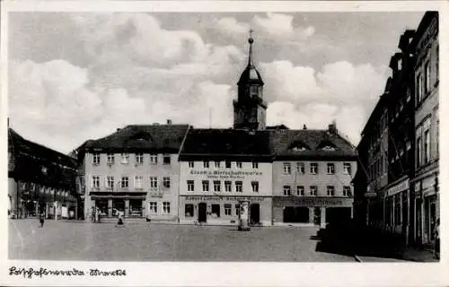 Ak Bischofswerda, Marktplatz, Geschäft Eisen- und Wirtschaftswaren