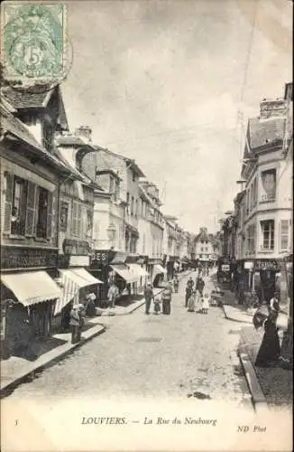 Ak Louviers Eure, La Rue du Neubourg