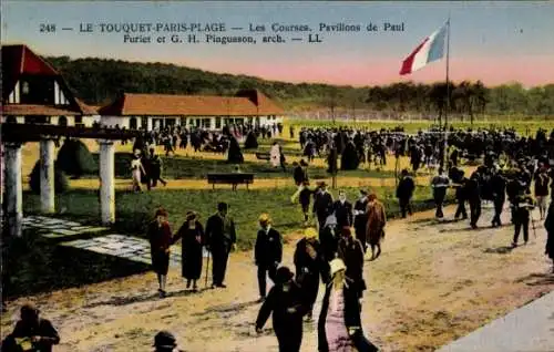 Ak Le Touquet Paris Plage Pas de Calais, Les Courses, Pavillon de Paul Furiet