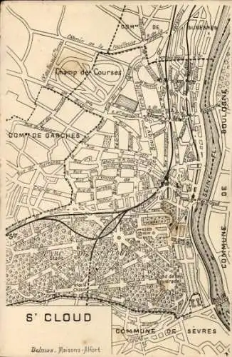 Ak Saint Cloud Hauts de Seine, Stadtplan, Straßenansichten