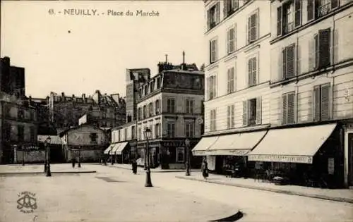 Ak Neuilly sur Seine Hauts de Seine, Marktplatz, Geschäfte