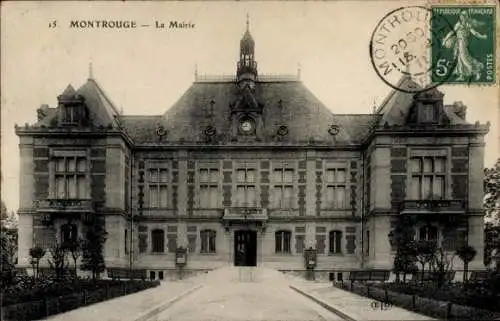 Ak Montrouge Hauts de Seine, Historisches Gebäude, La Mairie, Poststempel, französische Adresse