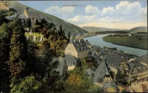 Ak Miltenberg am Main Unterfranken, Ansicht der Stadt, Fluss, Hügel, alte Gebäude, Landschaft