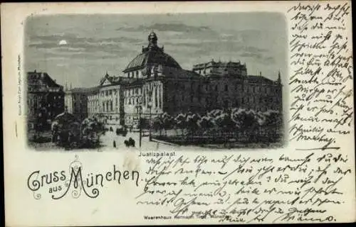 Mondschein Ak München, Justizpalast