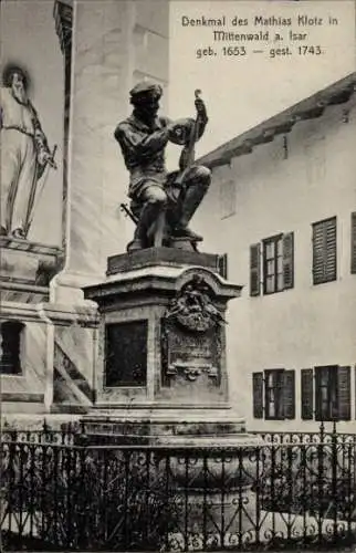 Ak Mittenwald in Oberbayern, Denkmal des Mathias Klotz