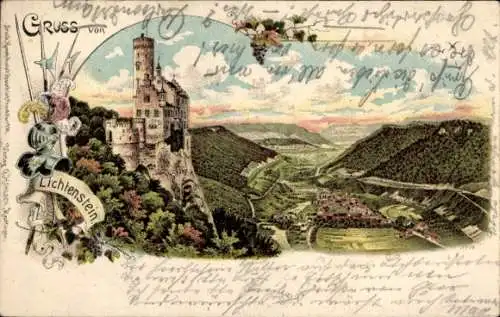 Ak Lichtenstein in Sachsen,  mit Burg, Fluss, grünen Tälern, schöner Landschaft