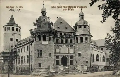 Ak Speyer am Rhein, Das neue Historische Museum der Pfalz, Bauarbeiten, Stilelemente