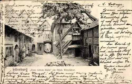 Ak Lüneburg in Niedersachsen, Historische Häuser, Innenhof, Mittelalterliche Atmosphäre