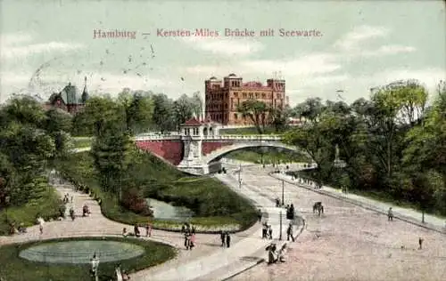 Ak Hamburg Mitte St Pauli, Kersten-Miles Brücke, Seewarte