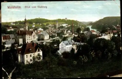 Ak Waldheim in Sachsen, Blick vom Eichberg auf den Ort