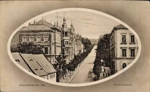 Ak Frankenberg in Sachsen, Vorderansicht, Humboldtstraße, Gebäude, Bäume, Straßenansicht